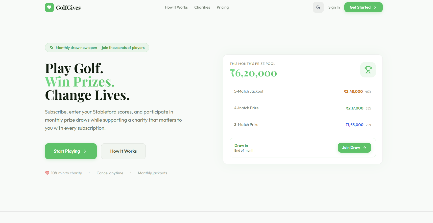 GolfGives – Golf Charity Platform